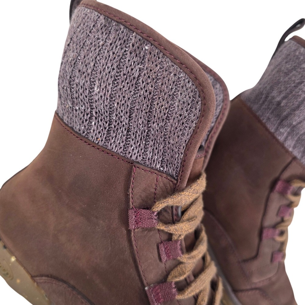 Chaco Borealis Ledge Mahogany Brown Leather Waterproof Knit Cuff Boots sz 9.5 - Picture 6 of 13